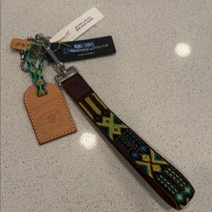 NWT Consuela Wristlet Keychain - Teal, Yellow, Brown